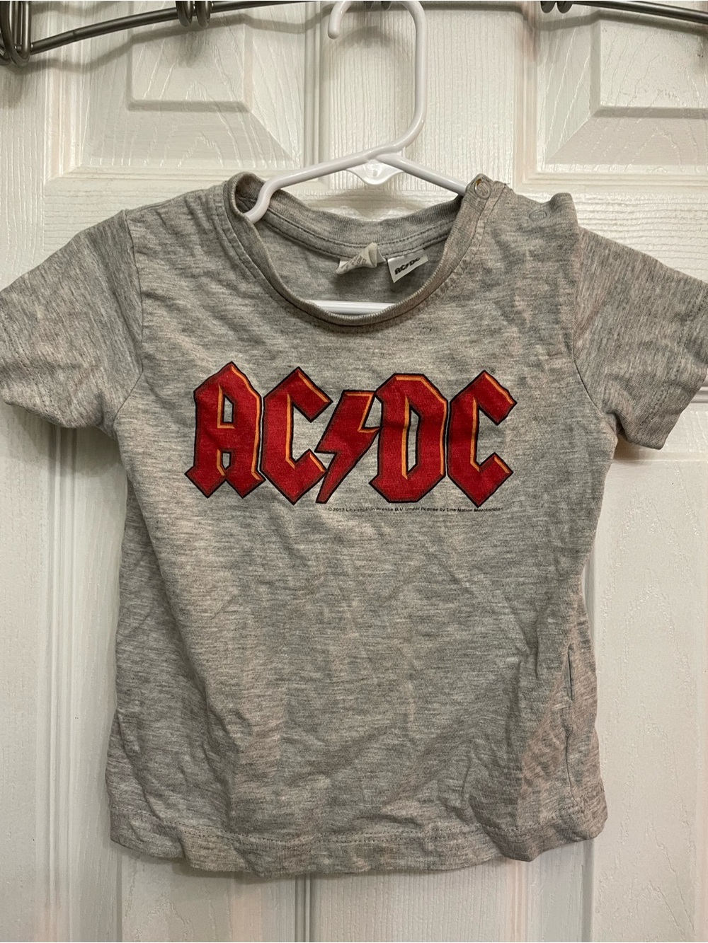 AC/DC Kids Light Gray Tee with Red Logo